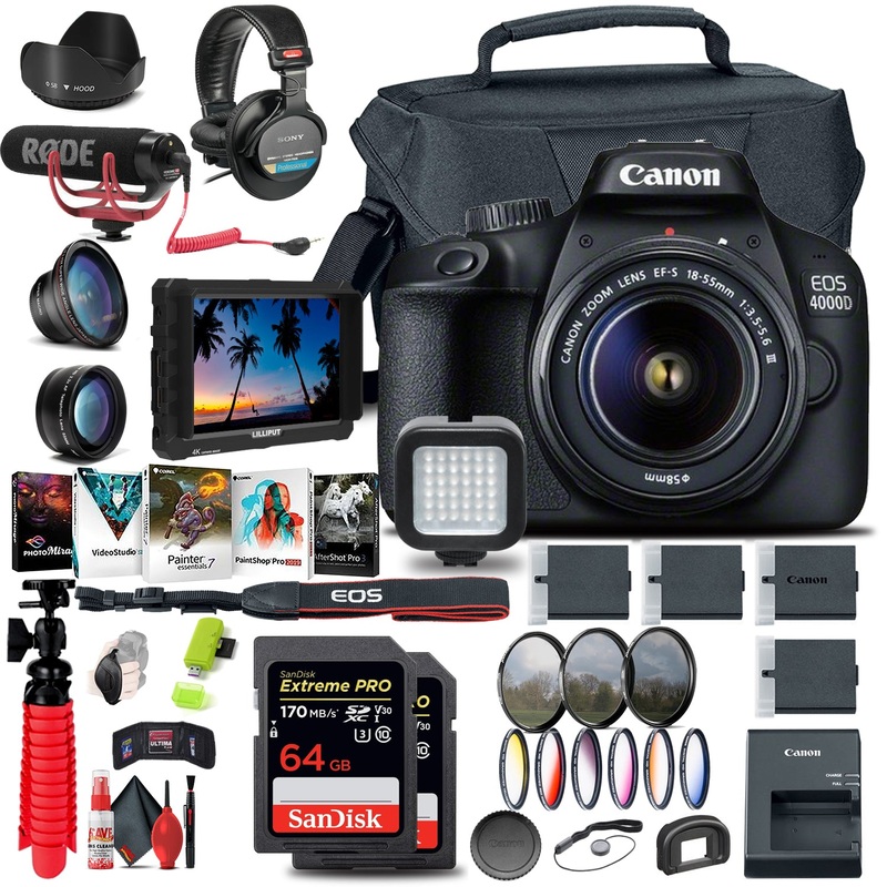 Canon EOS 4000D / Rebel T100 DSLR Camera with 18-55mm Lens + 4K Monitor Extreme Bundle - Reconditioned