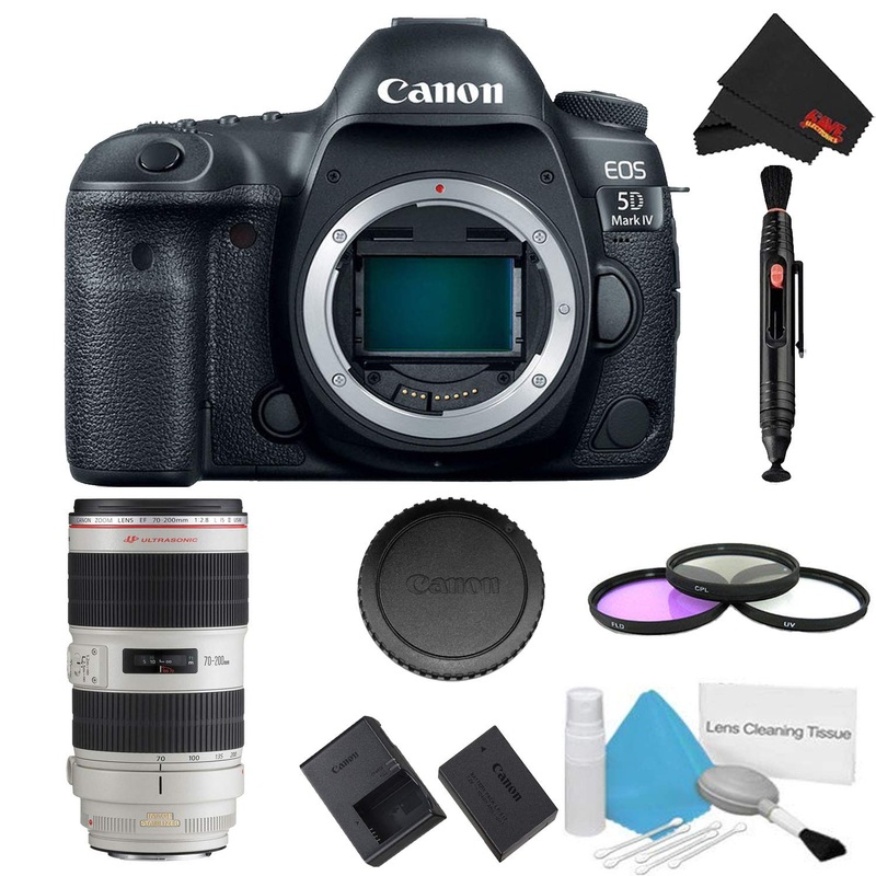 Canon EOS 5D Mark IV DSLR Camera (Body Only) 3 Piece Filter Kit w/ 70-200mm 2.8L USM is II Lens - International Model