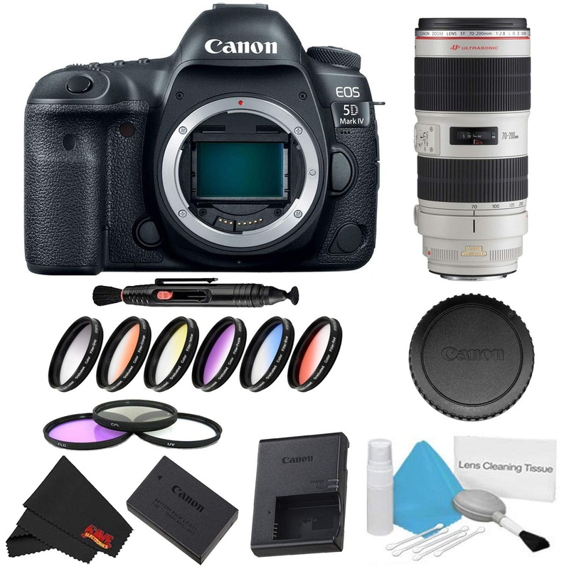 Canon EOS 5D Mark IV DSLR Camera (Body Only) 9 Piece Filter Kit w/ 70-200mm 2.8L USM is II Lens - International Model