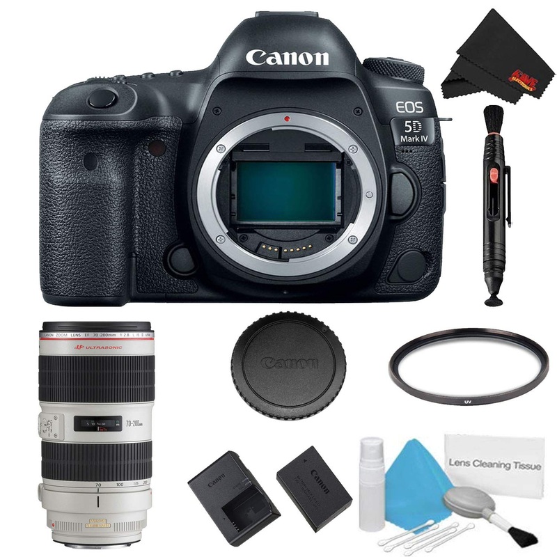 Canon EOS 5D Mark IV DSLR Camera (Body Only) Basic Filter Kit w/ 70-200mm 2.8L USM is II Lens - International Model
