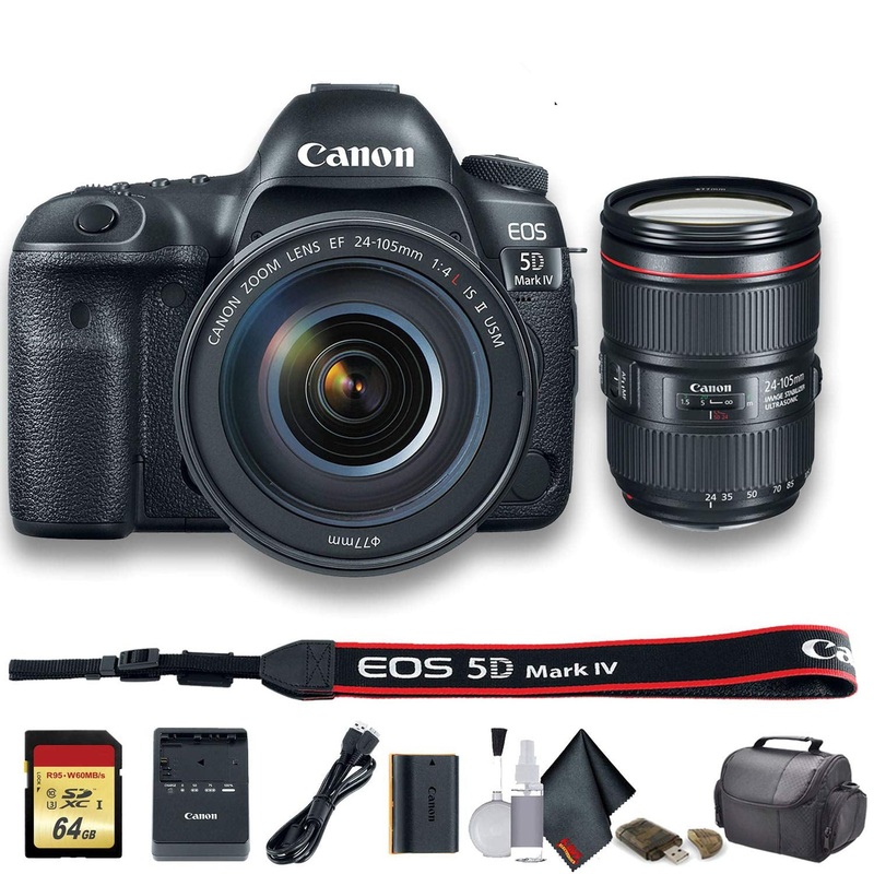 Canon EOS 5D Mark IV DSLR Camera with 24-105mm f/4L II Lens (1483C010) - Starter Bundle - Reconditioned