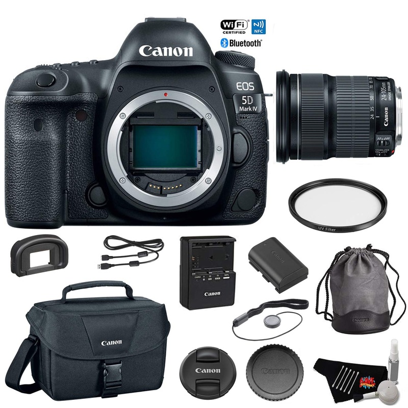 Canon EOS 5D Mark IV Full Frame DSLR Camera Body - Bundle with Canon EF 24-105mm f/3.5-5.6 is STM Lens + Carrying Bag +