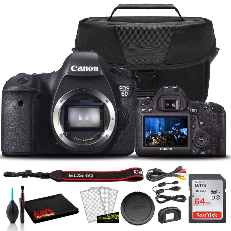 Canon EOS 6D DSLR Camera (Body Only) (8035B002) +  EOS Bag +  Sandisk Ultra 64GB Card + Cleaning Set And More (International Model) - Reconditioned