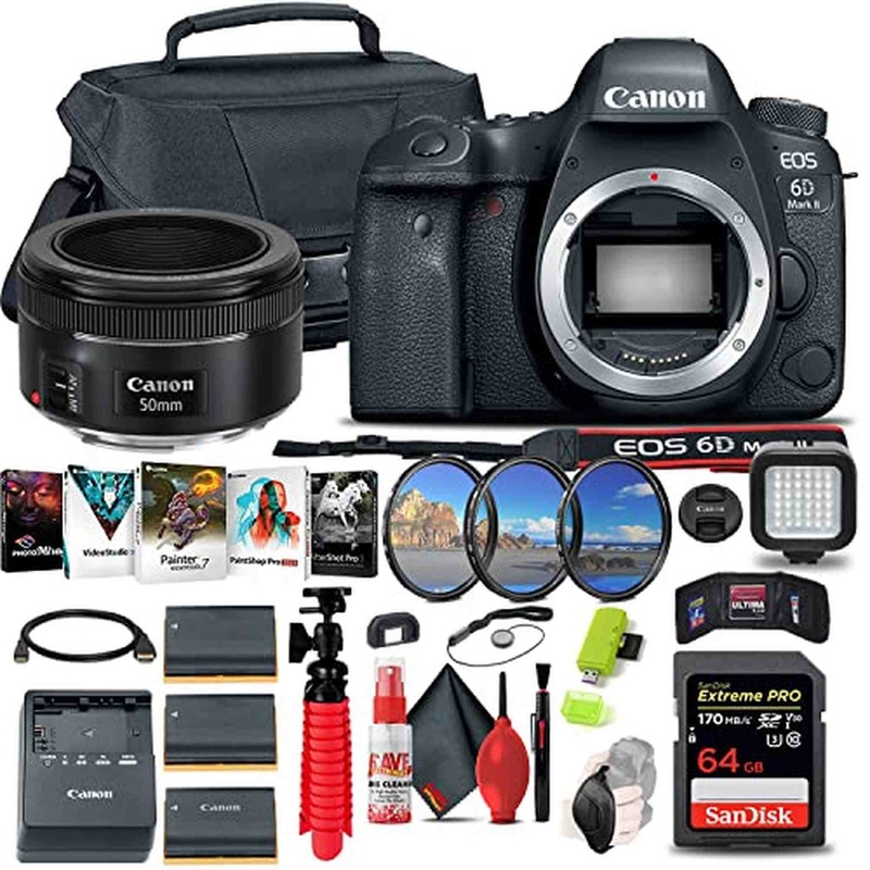 Canon EOS 6D Mark II DSLR Camera (1897C002) + Canon EF 50mm Lens All in One Bundle - Reconditioned