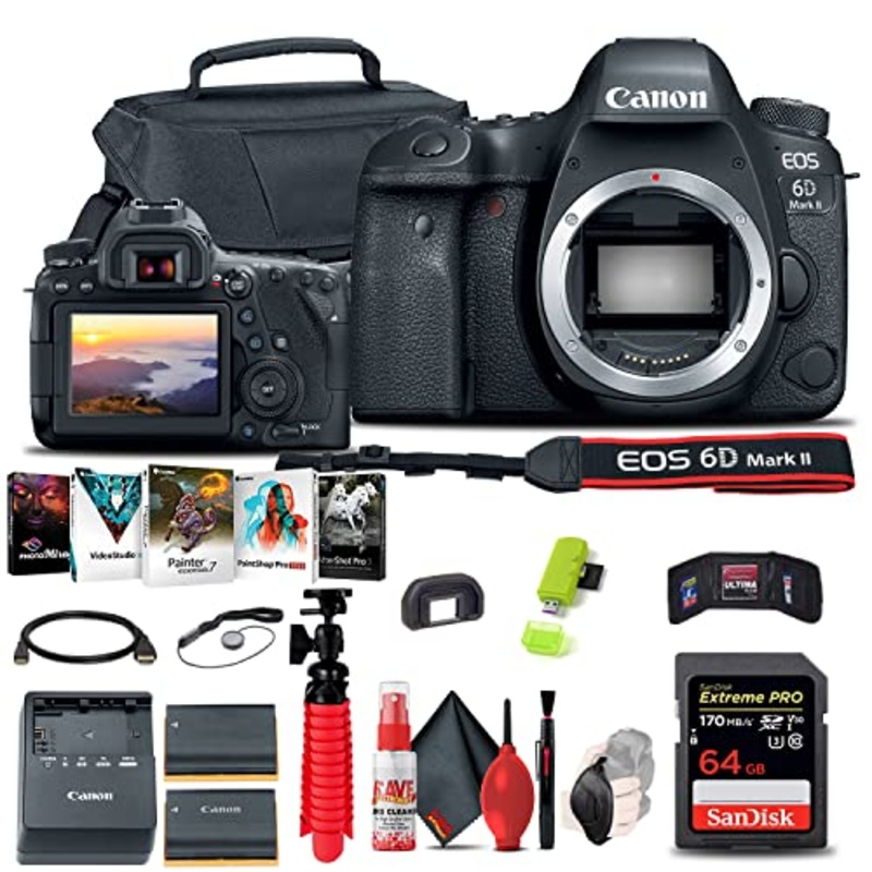 Canon EOS 6D Mark II DSLR Camera (1897C002) Extra Battery & Storage Bundle - Reconditioned