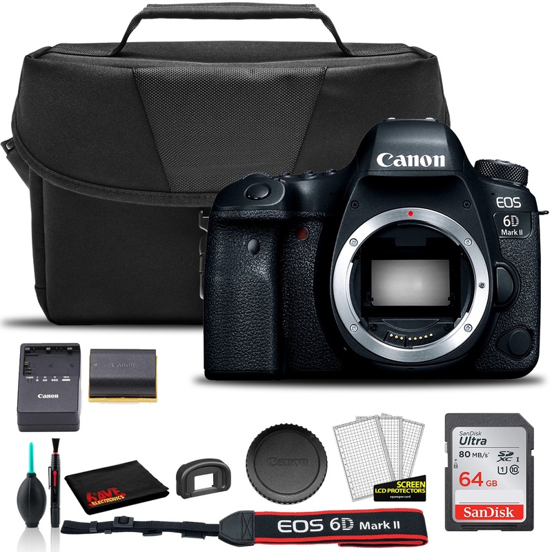 Canon EOS 6D Mark II DSLR Camera (Body Only) (1897C002) +  EOS Bag +  Sandisk Ultra 64GB Card + Cleaning Set And More - Reconditioned