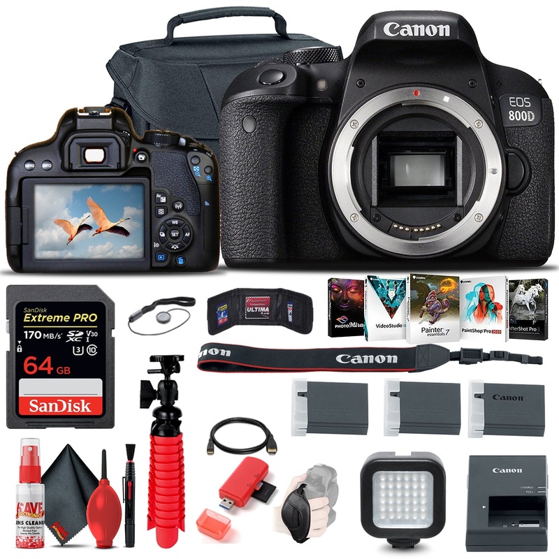 Canon EOS Rebel 800D / T7i DSLR Camera + 64GB Memory Card + Case + More - Reconditioned