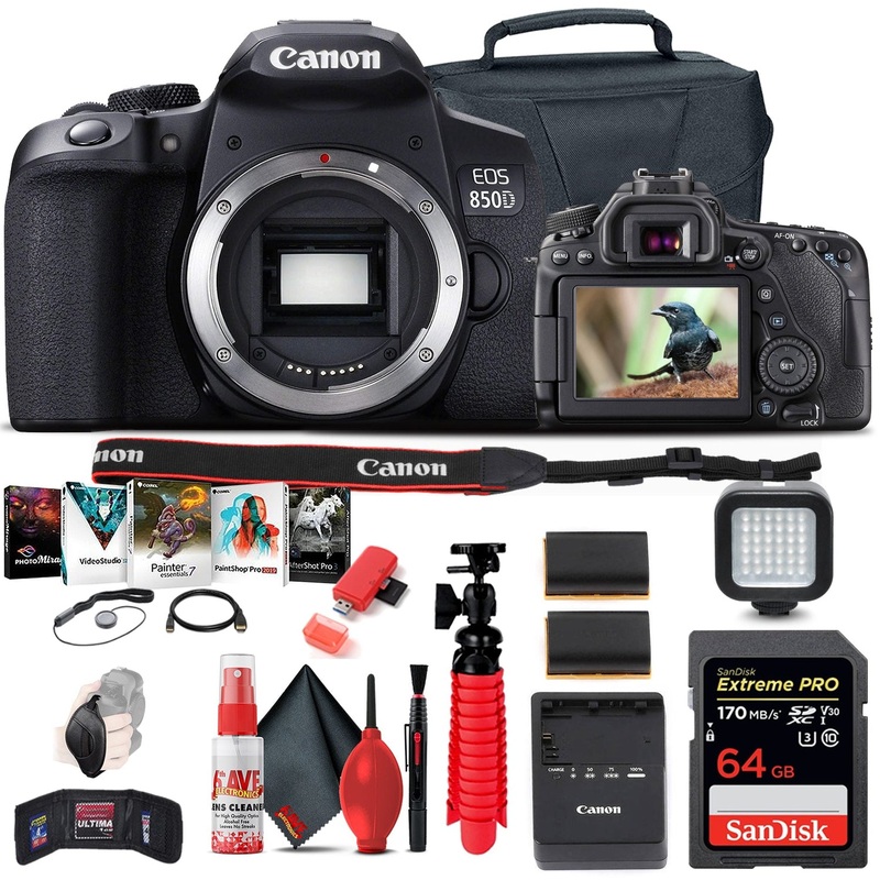 Canon EOS Rebel 850D / T8i DSLR Camera + 64GB Memory Card + Case + More