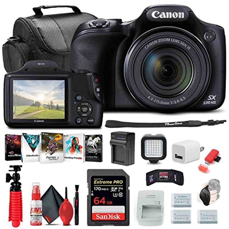 Canon PowerShot SX530 HS Digital Camera (9779B001) + 64GB Card + More - Reconditioned