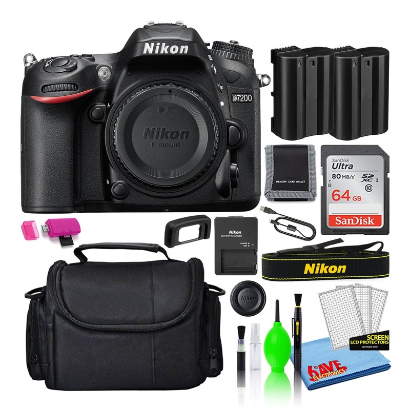 Nikon D7200 Digital Camera (Body Only) (1554) + 64GB SD Card + Camera Bag (Intl) - Reconditioned