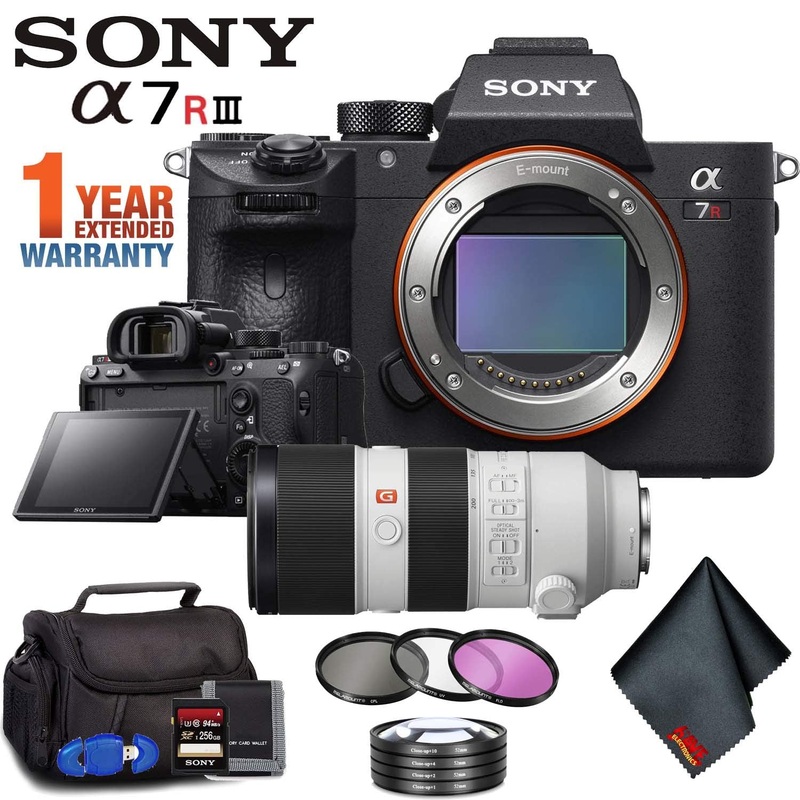 Sony Alpha a7R III Mirrorless Digital Camera (Body Only) + 70-200mm Lens + Filter Kit + Memory Card Kit + Carrying Case