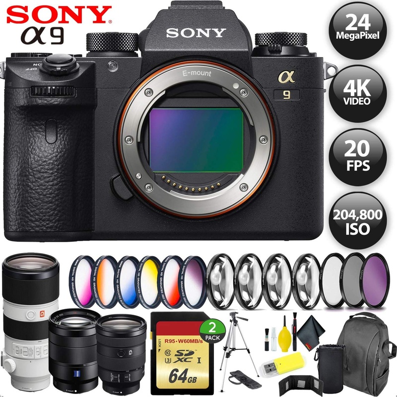 Sony Alpha a9 Mirrorless Digital Camera International Model + 256GB Memory + Sony 70-200mm + 24-105mm + 24-70mm 3 Lenses - Used