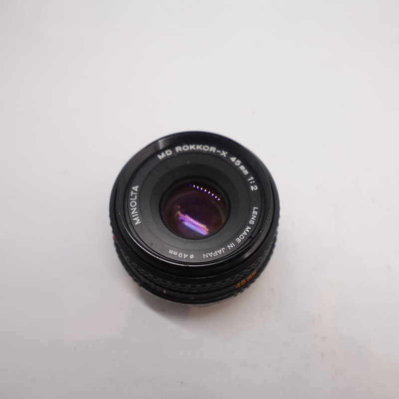 Used Minolta MD Rokkor-X 45mm f/2 Camera Lens | Black | U9
