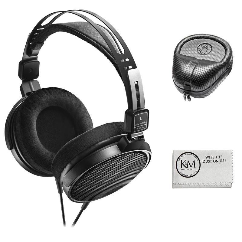 Audio-Technica ATH-R30x Open-Back Reference Headphones with Full-Sized Hard Headphone Case & Cloth (3 Items)