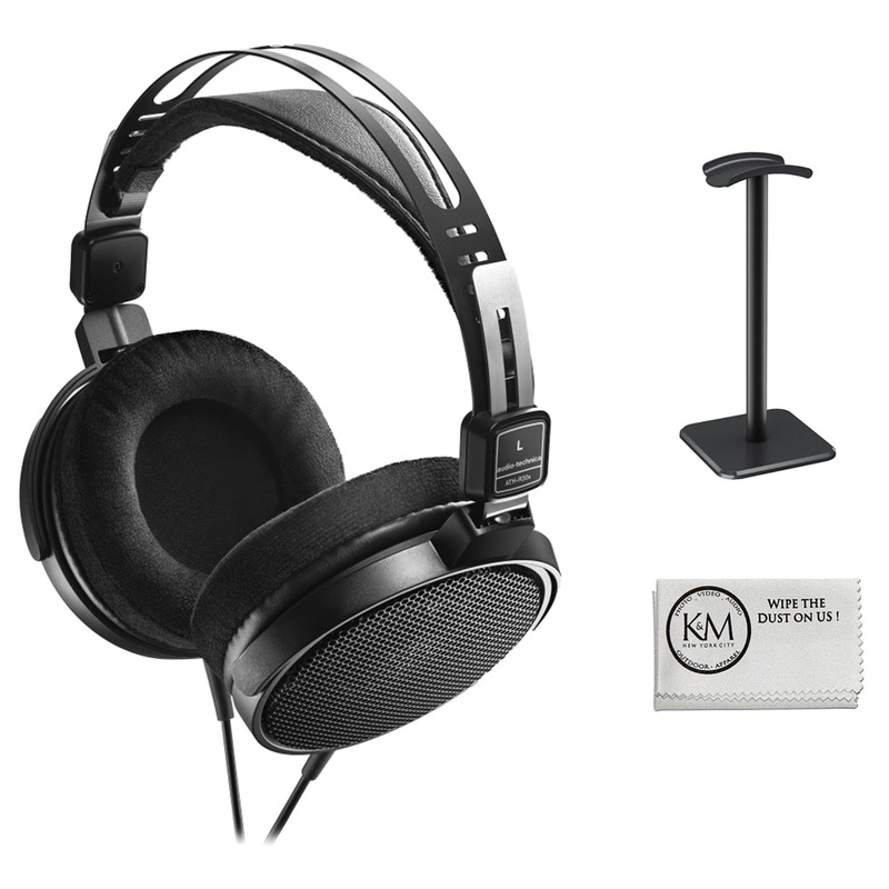 Audio-Technica ATH-R30x Open-Back Reference Headphones with Headphones Stand & Cloth (3 Items)