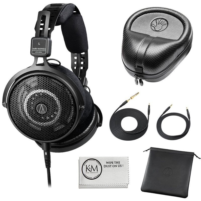 Audio-Technica ATH-R50x Open-Back Reference Headphones with Full-Sized Hard Headphone Case & Cloth (3 Items)