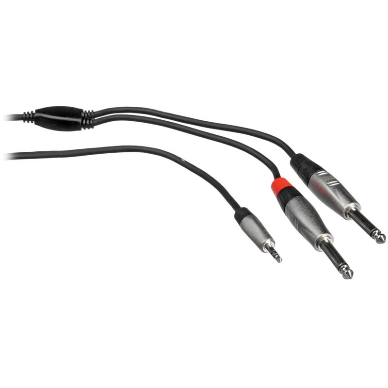 Hosa Technology REAN 3.5mm TRS to Dual 1/4" TS Pro Stereo Breakout Cable | 3'