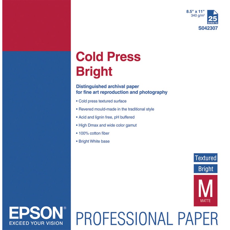 Epson Cold Press Bright Paper | 8.5 x 11", 25Sheets