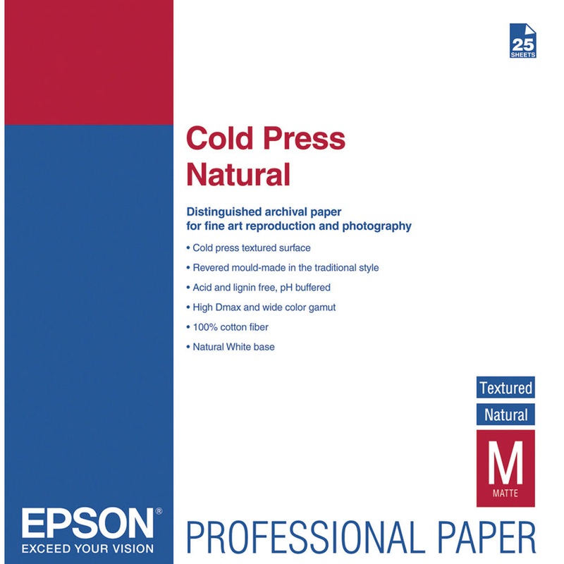 Epson Cold Press Natural Paper | 13 x 19", 25Sheets