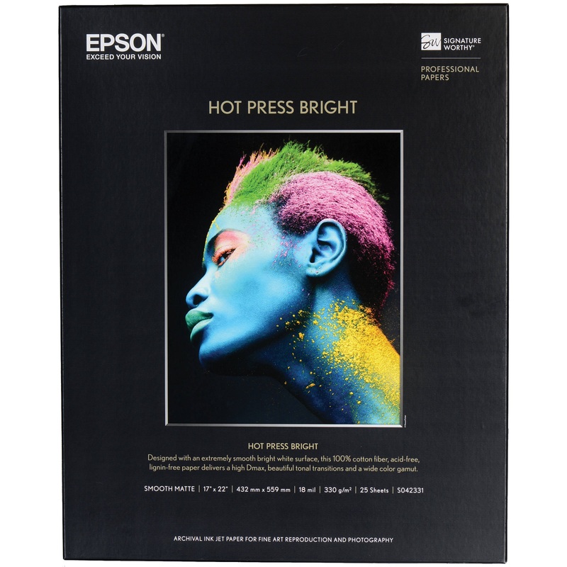 Epson Hot Press Bright Paper | 17 x 22", 25Sheets