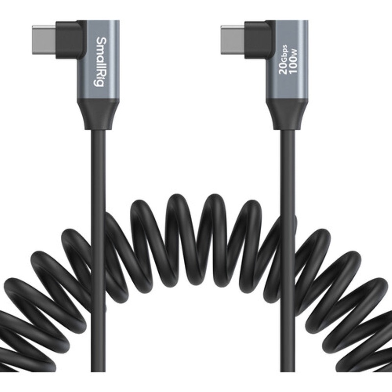 SmallRig USB-C Right Angled-to-Right Angled Coiled Data Cable | 13.8"