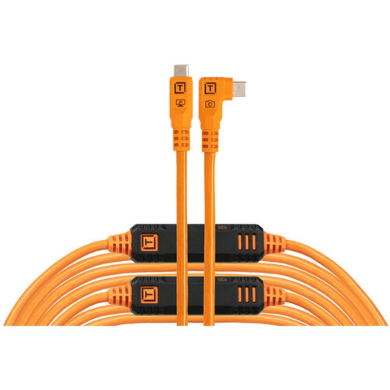 Tether Tools LeverLock & Optima Cable Kit | 31', High-Visibility Orange, Right-Angle