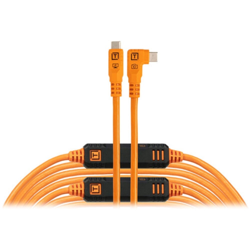 Tether Tools TetherPro Optima USB-C Cable | 31', High-Visibility Orange, Right-Angle