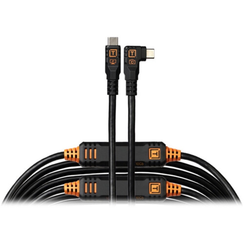 Tether Tools TetherPro Optima USB-C Cable | 31', Non-Reflective Black, Right-Angle