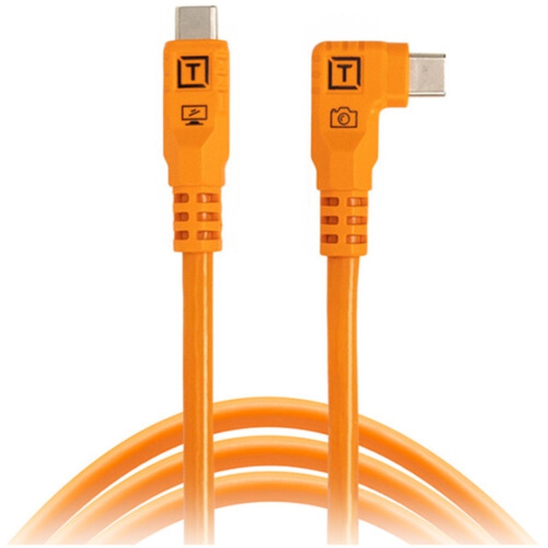 Tether Tools TetherPro Optima USB-C Cable | 6', High-Visibility Orange, Right-Angle
