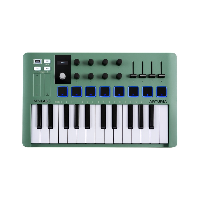 Arturia MiniLab 3 Compact MIDI Keyboard and Pad Controller | Mint Green