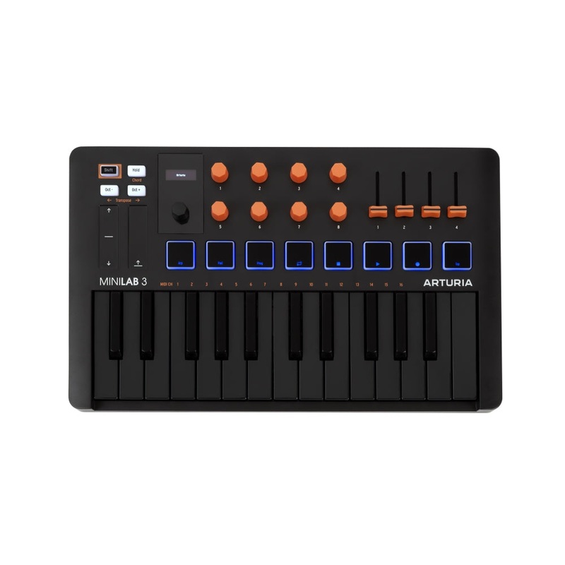 Arturia MiniLab 3 Compact MIDI Keyboard and Pad Controller | Orange and Black