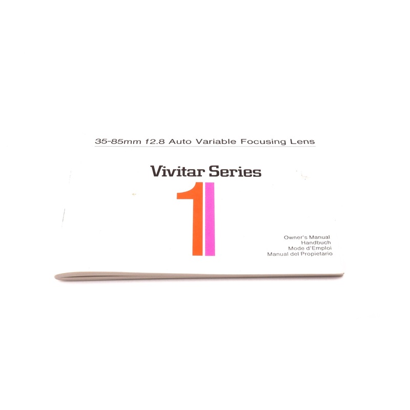 Vivitar 35-85mm f2.8 Series 1 VMC Instructions