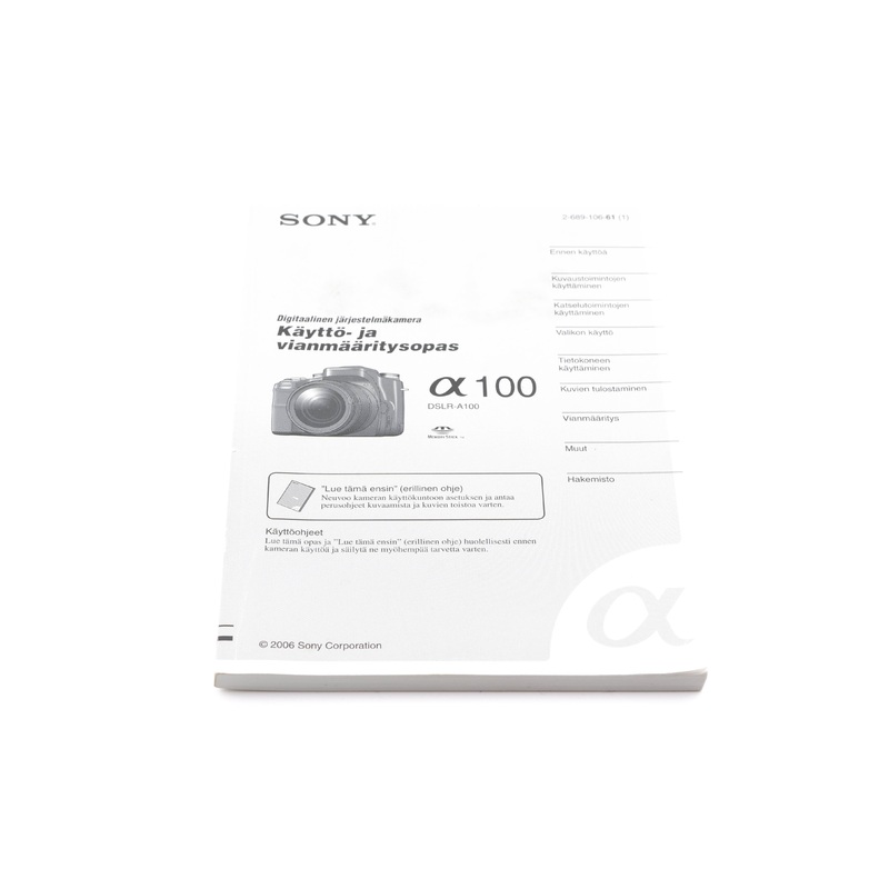Sony A100 Instructions