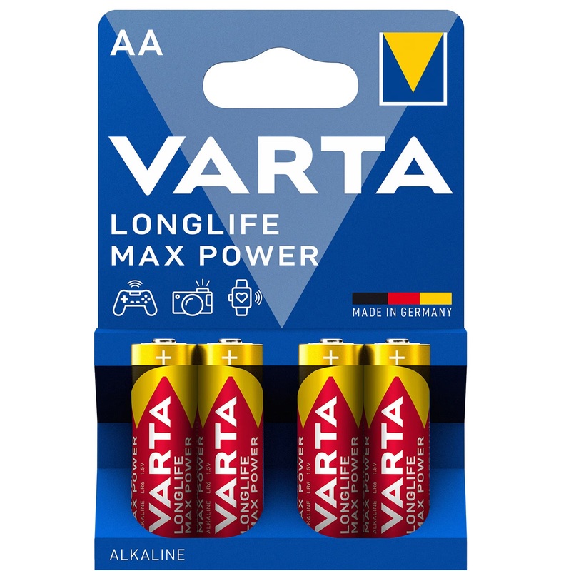 Varta 1x4 AA 1.5V Longlife Max Power Alkaline Batteries