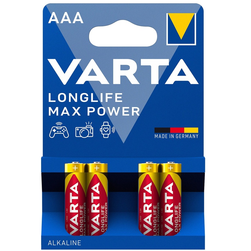 Varta 1x4 AAA 1.5V Longlife Max Power Alkaline Batteries